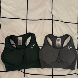 Gymshark Sports Bra Duo - Dark Green and Grey